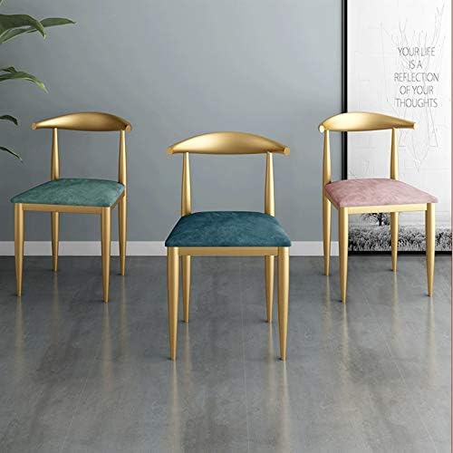 Modern Kitchen Dining Room Chairs Metal Legs Living Room Dining Chair Soft Velvet Cushion Seat for Living Room Terrace Office Kitchen Lounging (Color : Pink)