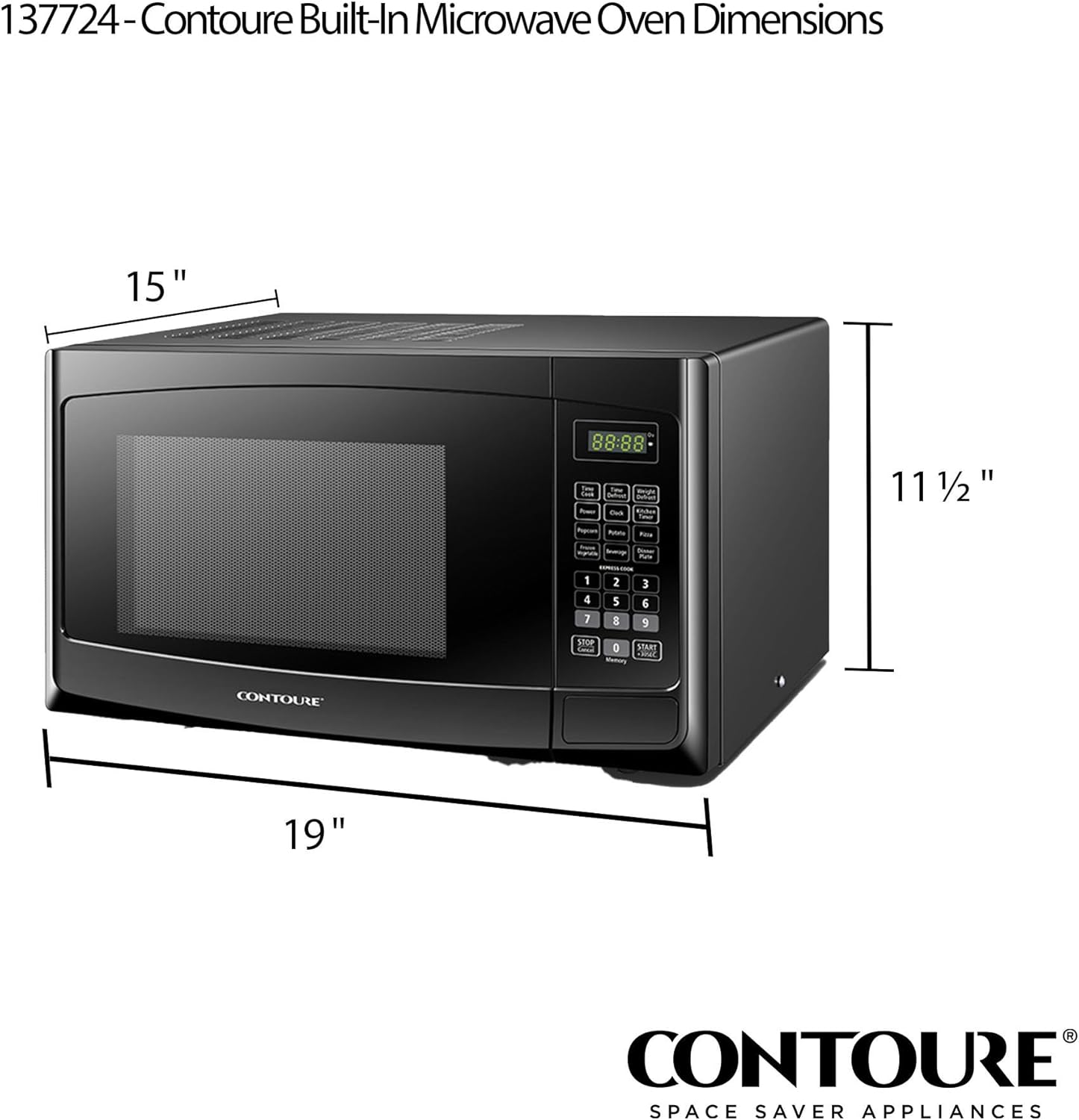 RV Built-In Microwave Oven | Perfect RV Replacement | 900W Power, 10 Power Levels | Easy-Clean Interior | LED Display | Quick-Cook Settings | RV-980B