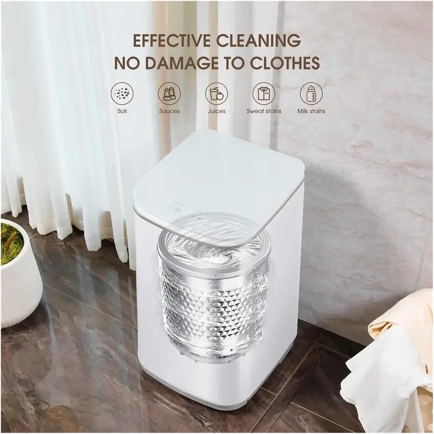 Mini Washing Machine, Portable Washing Machine Small Washer Fully Automatic Compact Design Wash Cycles Touch Control Display,Underwear Washer