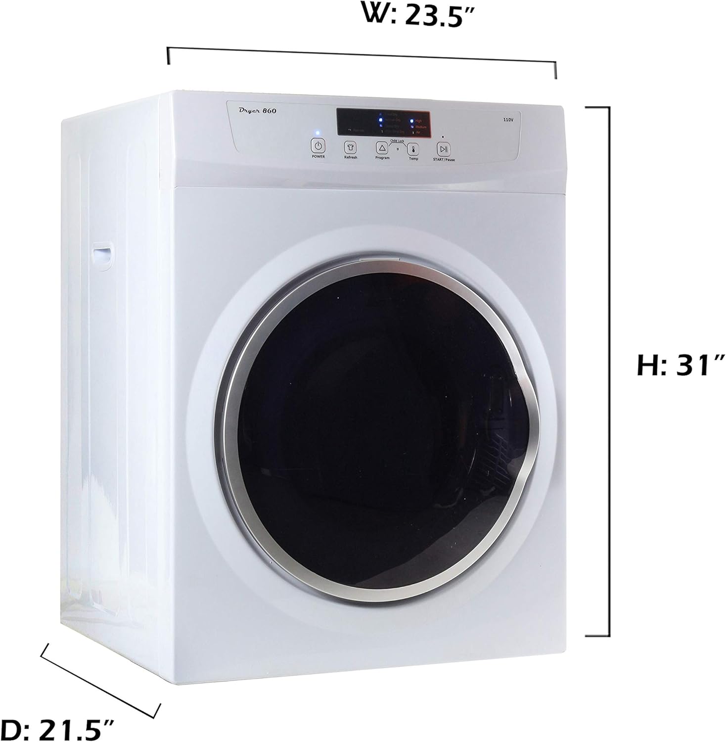 Equator ED860 Compact 3.5cu.ft. Dryer-Sensor Dry/Refresh function
