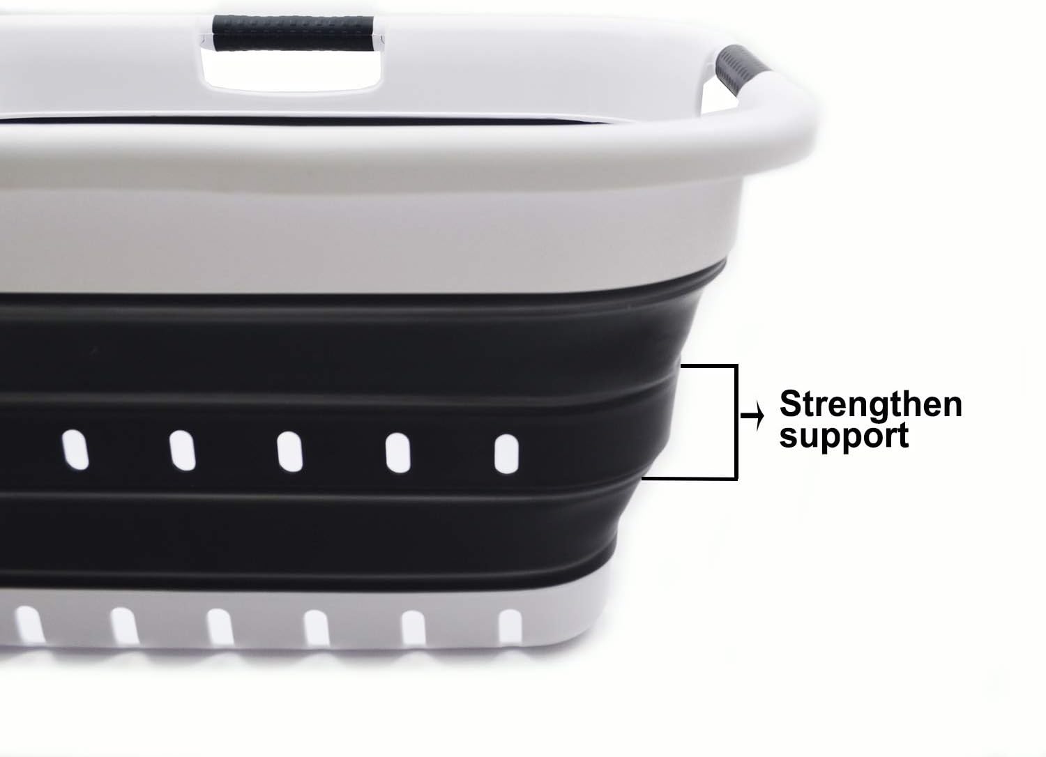 SAMMART 41L (10.8 gallon) Set of 2 Collapsible 3 Handled Plastic Laundry Basket-Foldable Pop Up Storage Container/Organizer-Space Saving Hamper/Basket (2, Black)