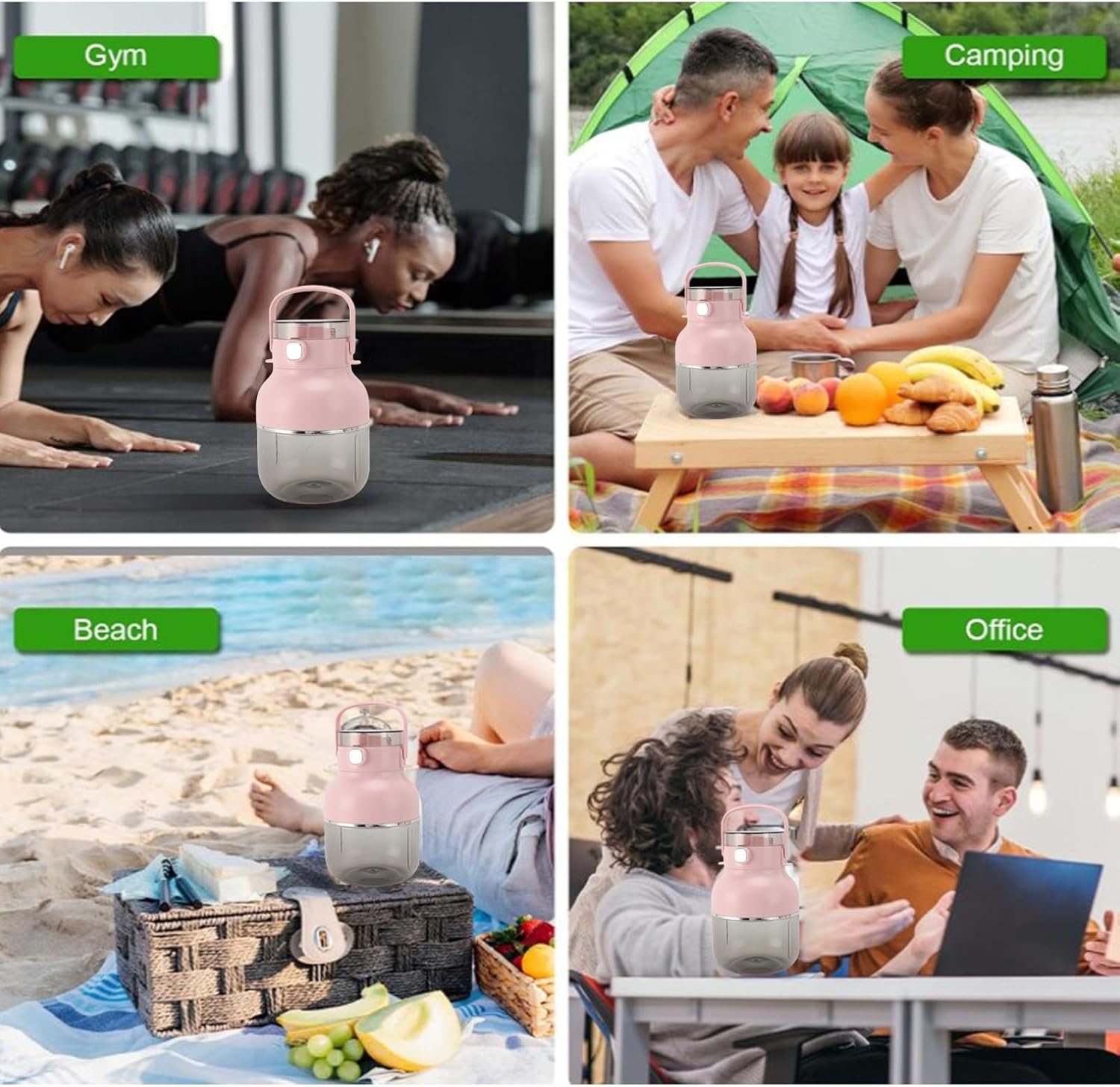 Portable Blender Cup USB Rechargeable Cordless Mini Electric Juicer Cup with Straw 500ML Large Capacity for Smoothies Shakes Travel Home Gym ABS 26.88oz (Rosy)