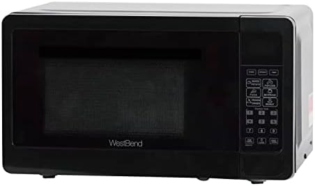 West Bend Microwave Oven 700-Watts Compact with 6 Pre-Set Cooking Settings, Speed Defrost, Electronic Control Panel and Glass Turntable, 0.7 Cu.Ft., Black
