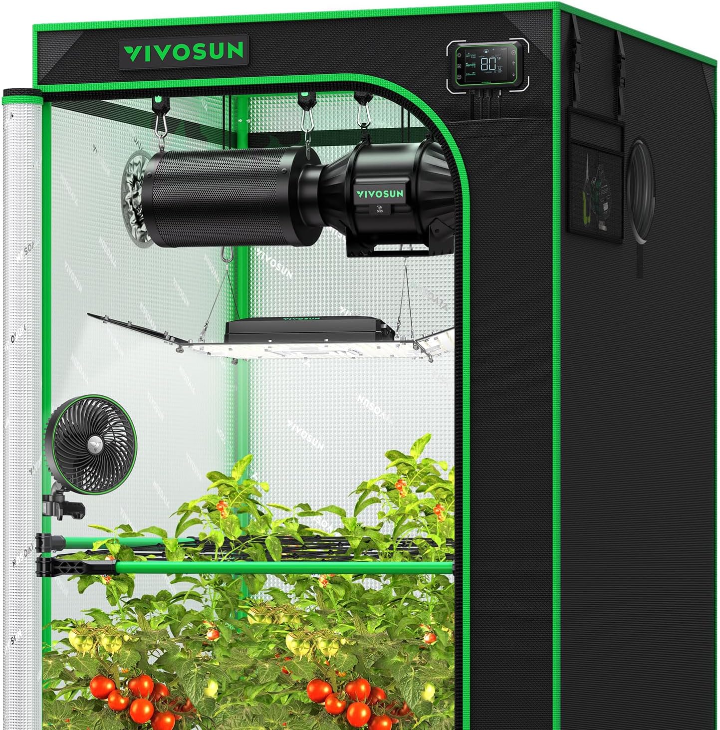 VIVOSUN GIY Plus Smart Advance Grow Tent Kit,3x3 ft WiFi-Integrated Complete Grow Tent System 2000D Mylar Grow Tents with Full-Spectrum Programmable Grow Light Enhanced Ventilation & Circulation