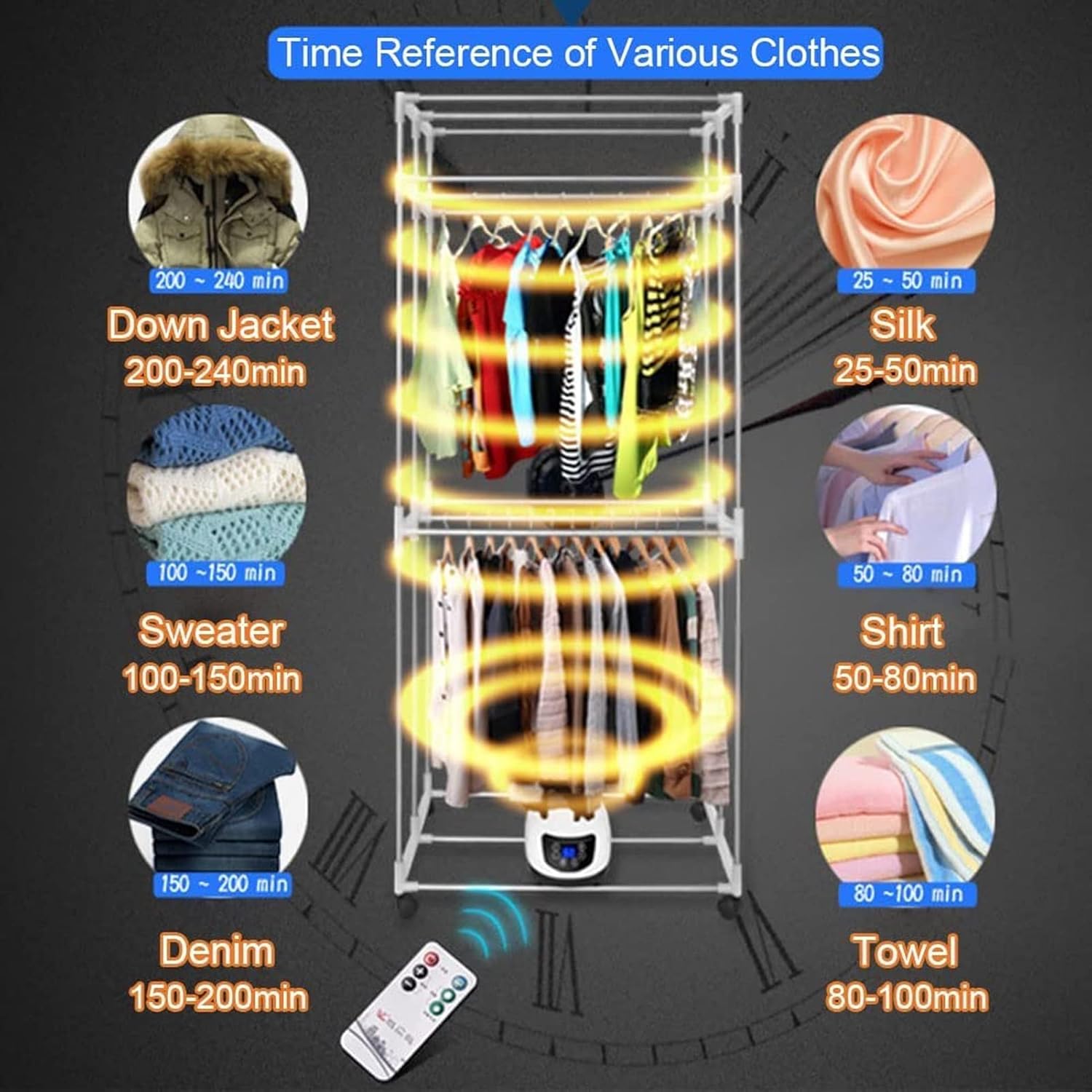 Electric Clothes Dryer,Portable 2-Tier Electric Clothes Drying Rack with Remote Control,Foldable 1500W Energy Saving 59 Inch Digital Automatic Timer for House,Red