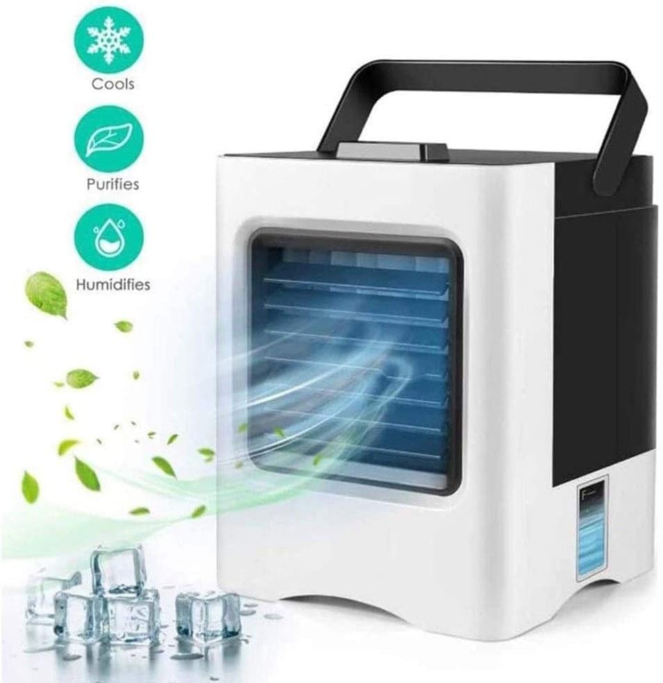 Air Conditioner Cooler Personal Air Cooler USB Coolers,Silent Air Evaporative with 375ml Water Tank,Portable LED Table Fan,Ultra-Quiet Table Fan for Home Office