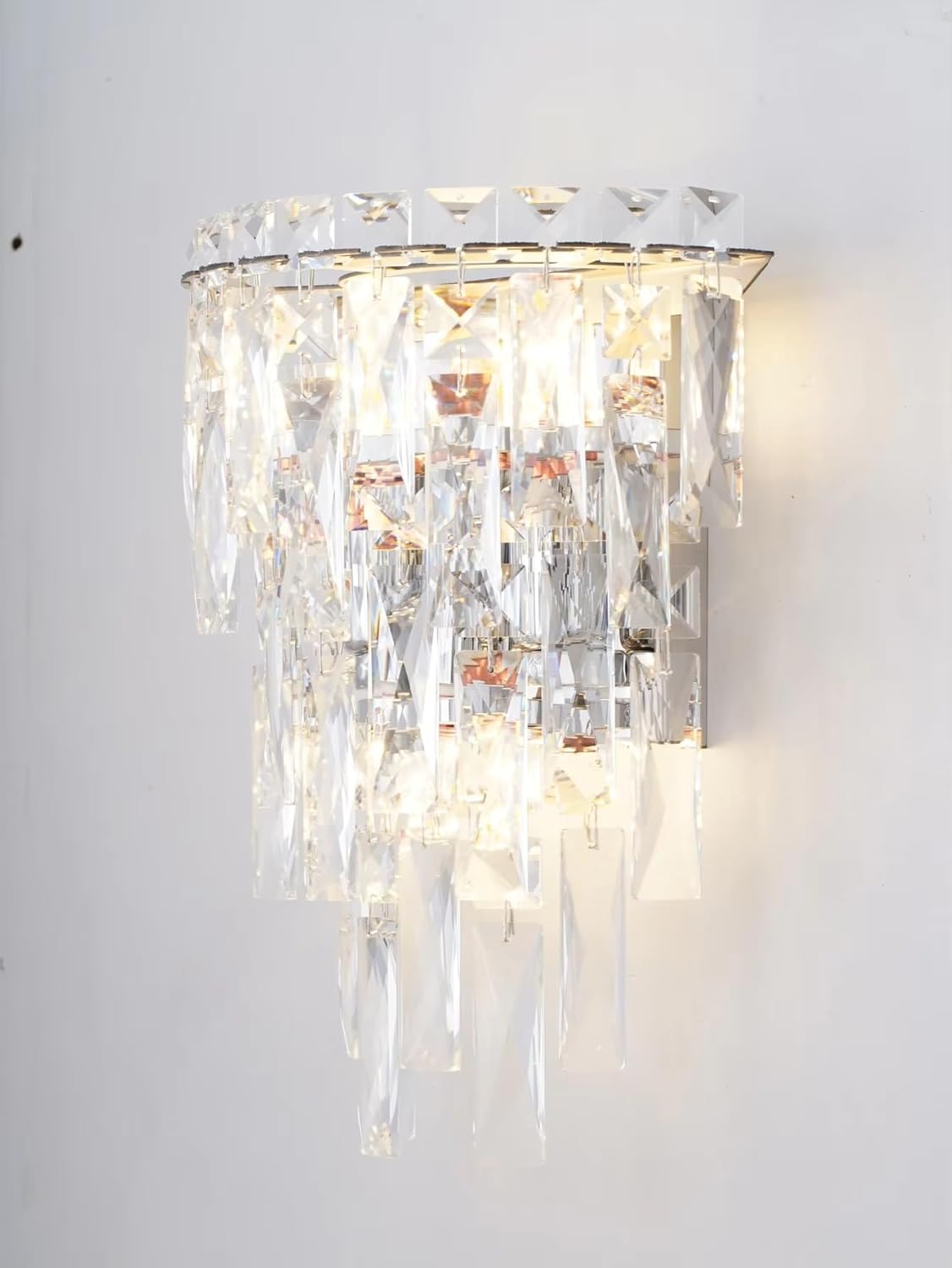 Modern Lustre Gold/Chrome LEDs Crystal Wall Lamp for Interior Living Room Background Wall Bedroom Bedside Corridor Room Decor,Household