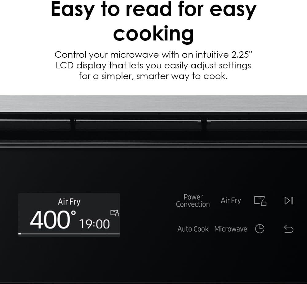 SAMSUNG 1.2 cu. ft. Countertop Convection Microwave with Air Fry, Black Glass, MC12DB8700CKAA