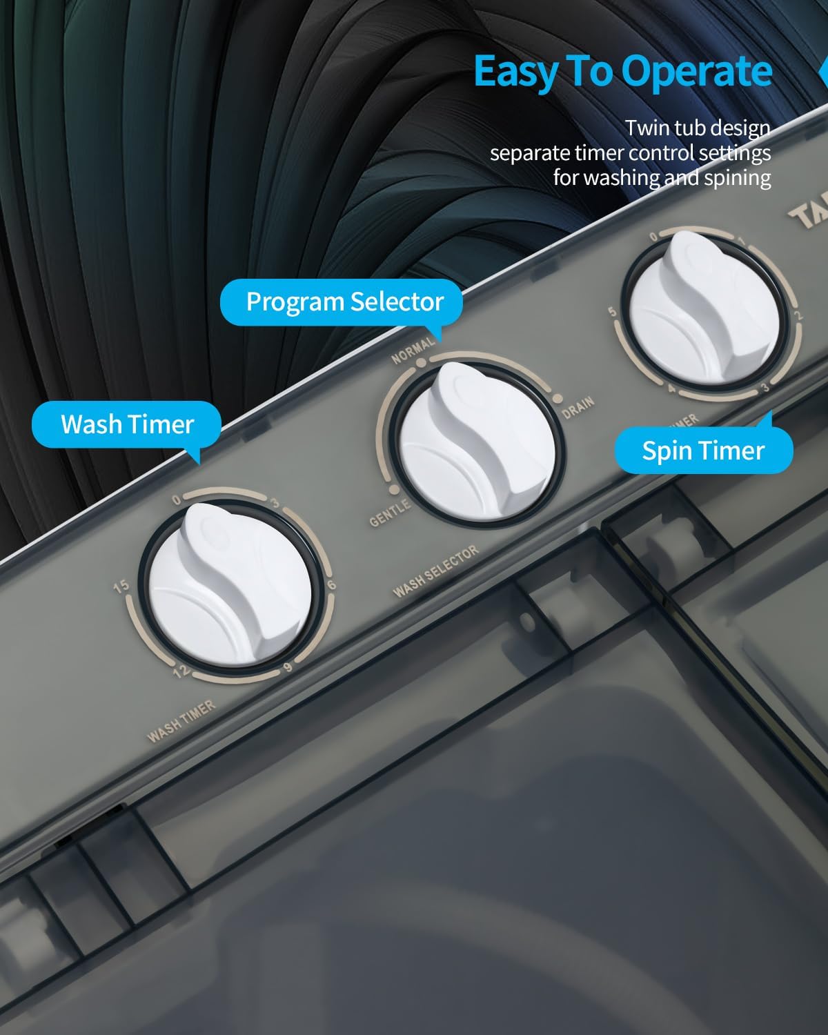 Portable Twin Tub 16.5lbs Mini Washing Machine,Compact Semi-automatic Washer and Spin Combo,Top Load,Portable Washer for Dorms,Apartments,RVs(White & Gray)