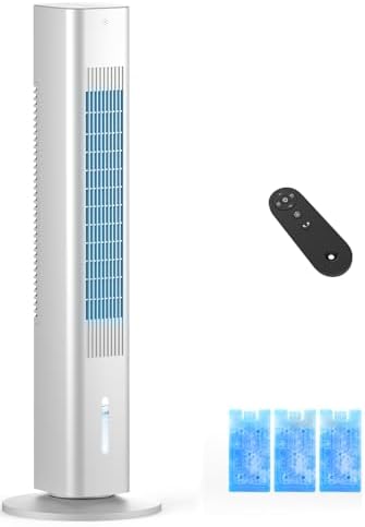 Windowless Portable Air Conditioner, Evaporative Air Cooler w/1.2L Water Tank, 3 Ice Packs, 7H Timer, 60° Swing, No Hose No Window Needed, 3-IN-1 Portable AC Unit for Room Bedroom Outdoor, Ivory