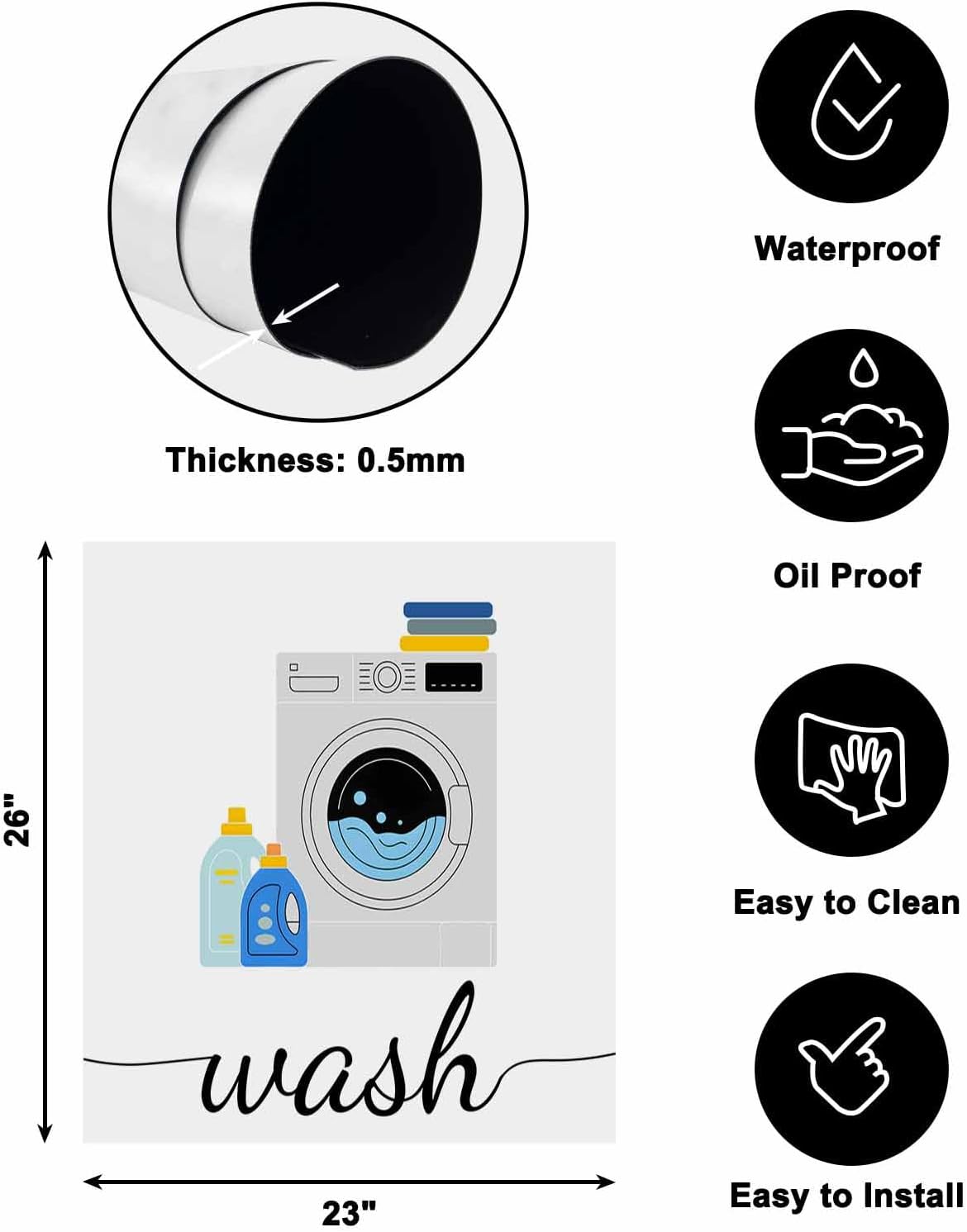 Dishwasher Magnet Cover, Laundry Room Dishwasher Lid Magnetic Kitchen Sticker, Modern Minimalist Washing Machine Resuable Refrigerator Magnet Covers Panel Decal Fridge Kitchen Appliance 23''x26''