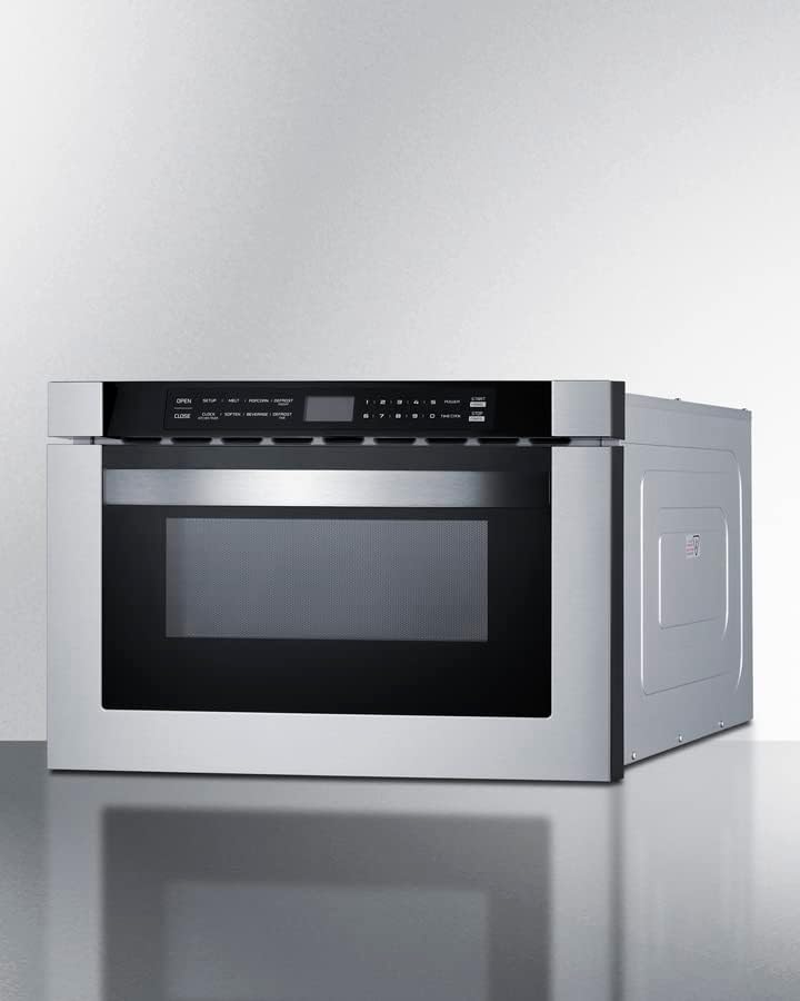 Summit 24” Built In Microwave, 1.2 cu.ft. Drawer Microwave, ADA Compliant, Black & Stainless Steel - MDR245SS (24 Inch)