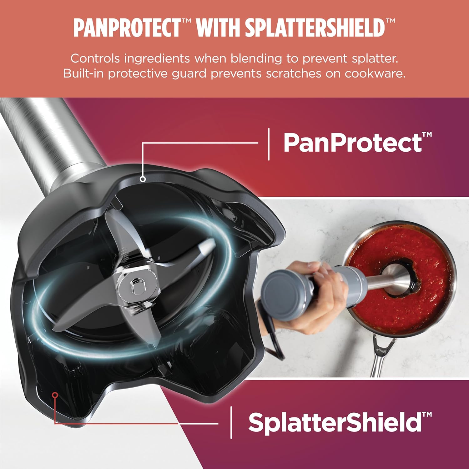 Ninja Immersion Blender and Whisk, Hand Stick Blender, 4 speeds, with SplatterShield and PanProtect, 4-Cup Blending Vessel, Dishwasher Safe, 5-ft Cord, Ergonomic, Dark Gray, CI201GY