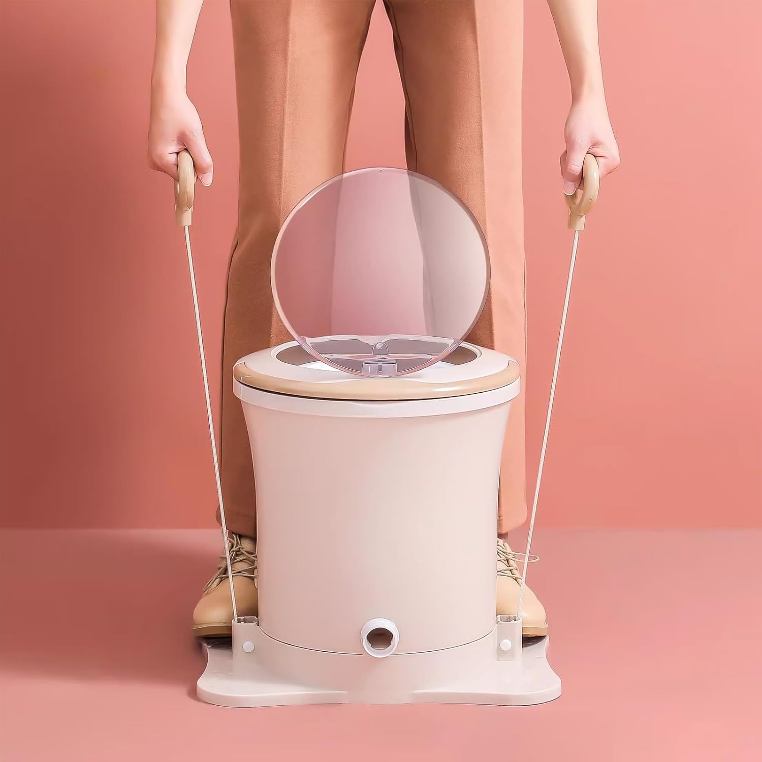 Manual Clothes Wringer Portable Clothes Spinner Wringer Nonelectric Laundry Dryer, Mini Dryer Compact for RV, Camping, School, Apartment, Dorm(Natural)