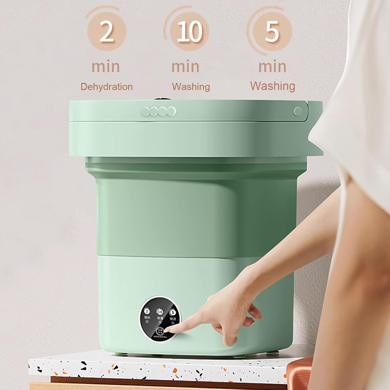 Portable Washing Machine, 17L Mini Washing Machine Foldable With Drain Basket And Blue Light With 3 Cleaning Modes, Small Collapsible Laundry Machine, for Baby Clothes, Underwear, Travel & Camping(Pin