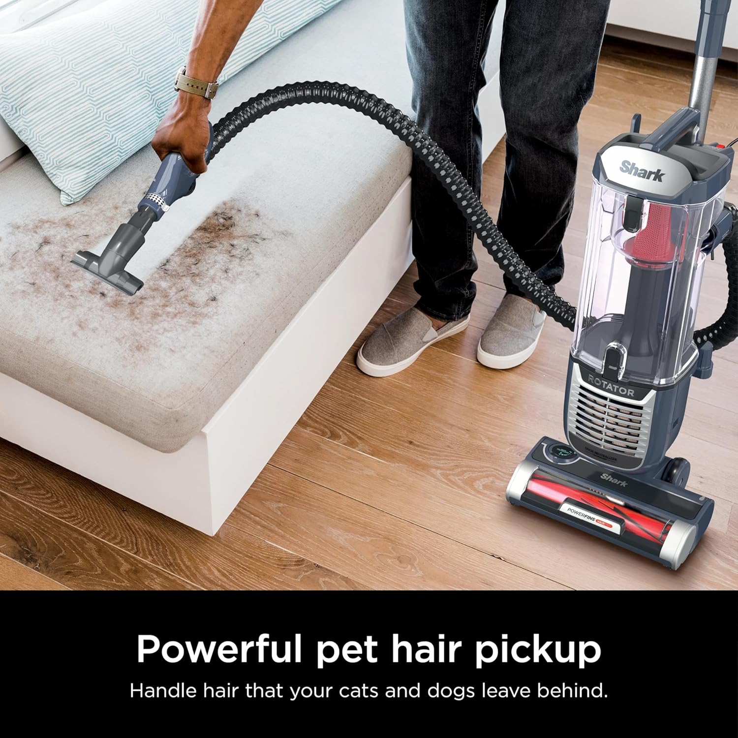 Shark ZU100 Rotator Pet Upright Vacuum with PowerFins HairPro & Odor Neutralizer Technology, Navy (Renewed)