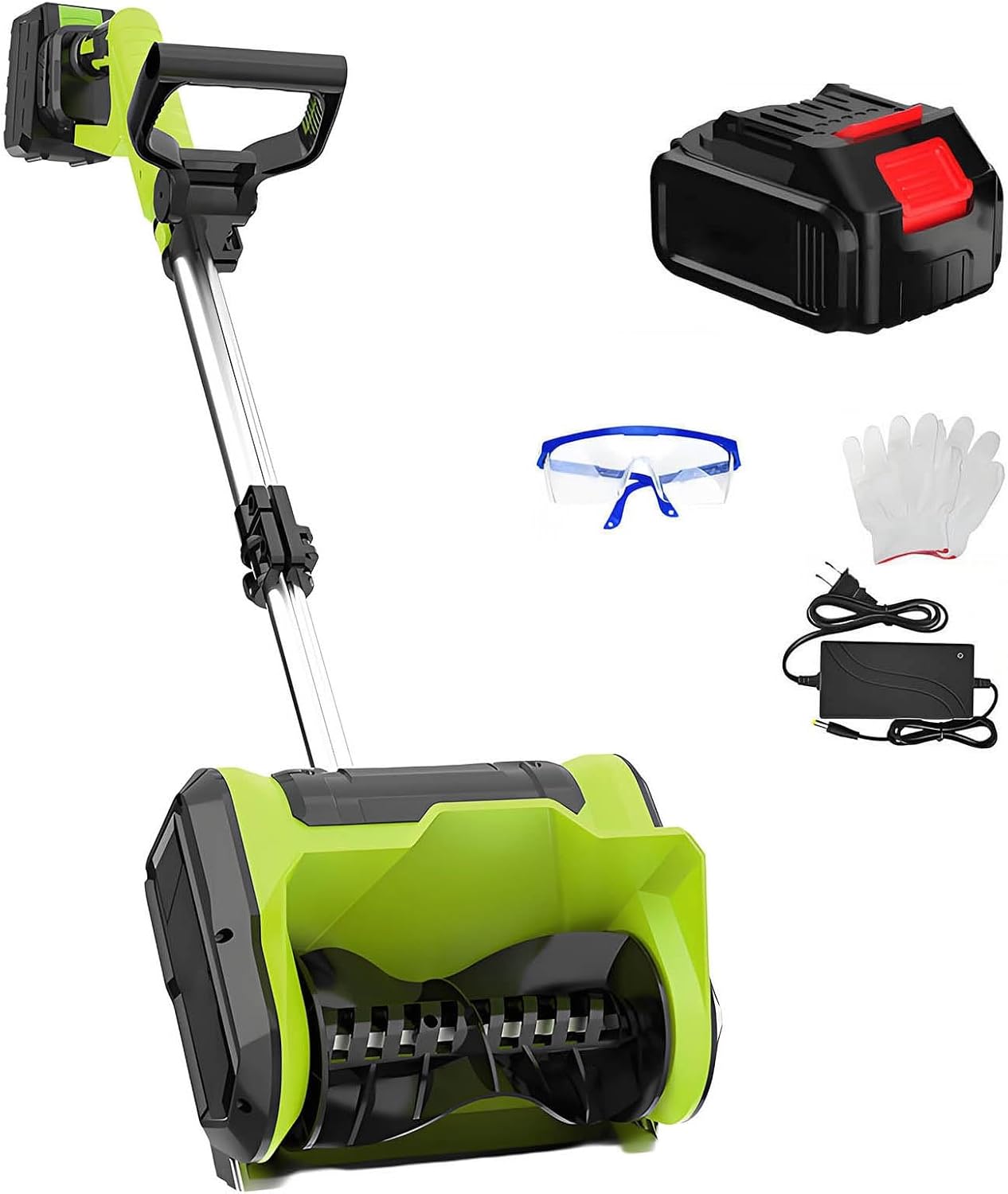 Snow Blower Cordless, Retractable Snow Shovel with Adjustable Auxiliary Handle, Double Safety Switch, Perfect for Steps, Porch, Decks or Walkways(One Battery)