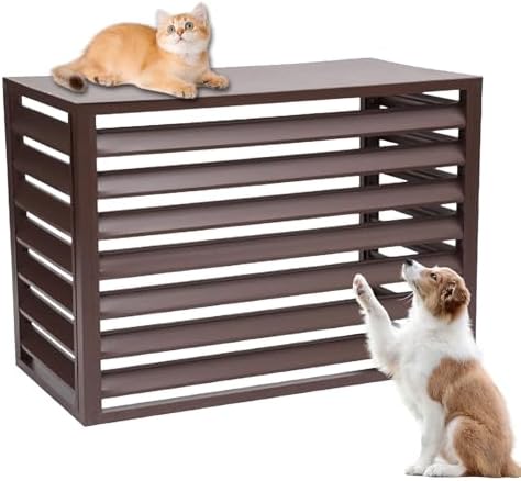 Aluminum Ac Unit Covers Outdoor, Privacy Screens Fence Panels for Air Conditioners Trash Bins, Isolate Pets, Fallen Leaves, Anti Theft(Brown,110cm)