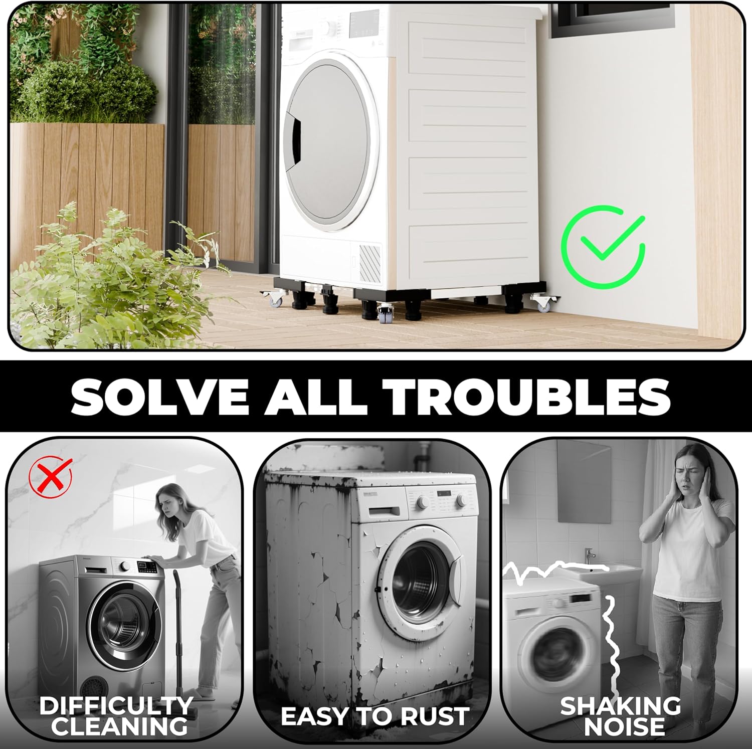 Mini Fridge Stand with Wheels, Adjustable Appliance Dolly Base 16