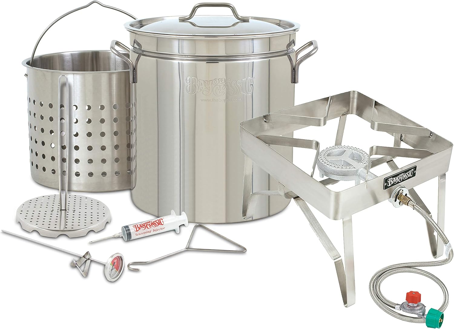 OVERSIZED BIG Turkey Fryer Complete Kit 44 Quart Stainless Kit Perfect for Turkeys 25+ Pounds or Diameter of 13.5