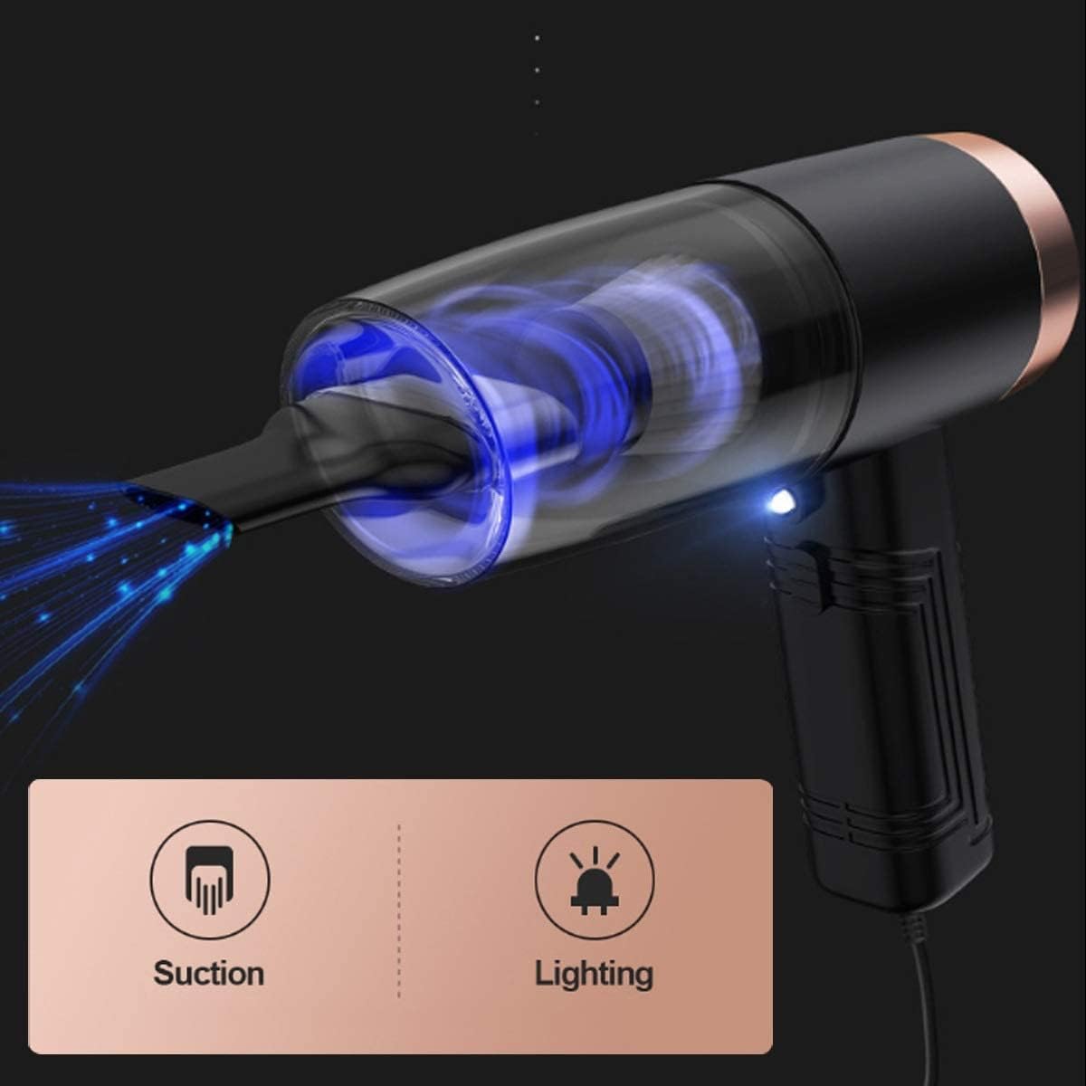 Portable Car Vacuum Cleaner High Suction Handheld for Car Wet and Dry Dual-Use Vacuum Cleaner Rechargeable Mini Vacuum Cleaner(Color:A)