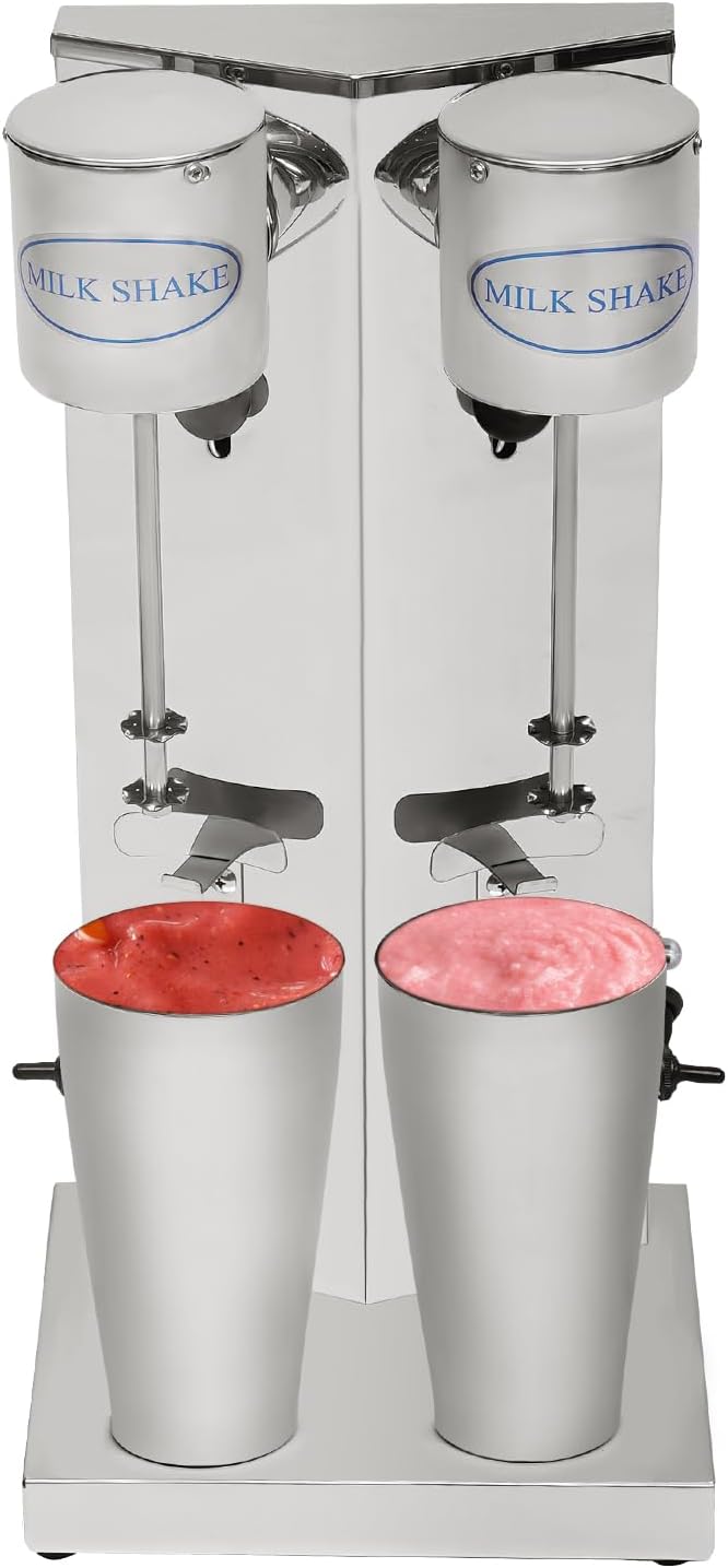 Commercial Milkshake Machine, Milkshake Maker, Electric Milkshakes Blender, 360W 16000RPM Stainless Steel Drink Mixer with Two 27.05OZ Cups for Milk Tea Coffee Shakes, 110V (dual-headed)