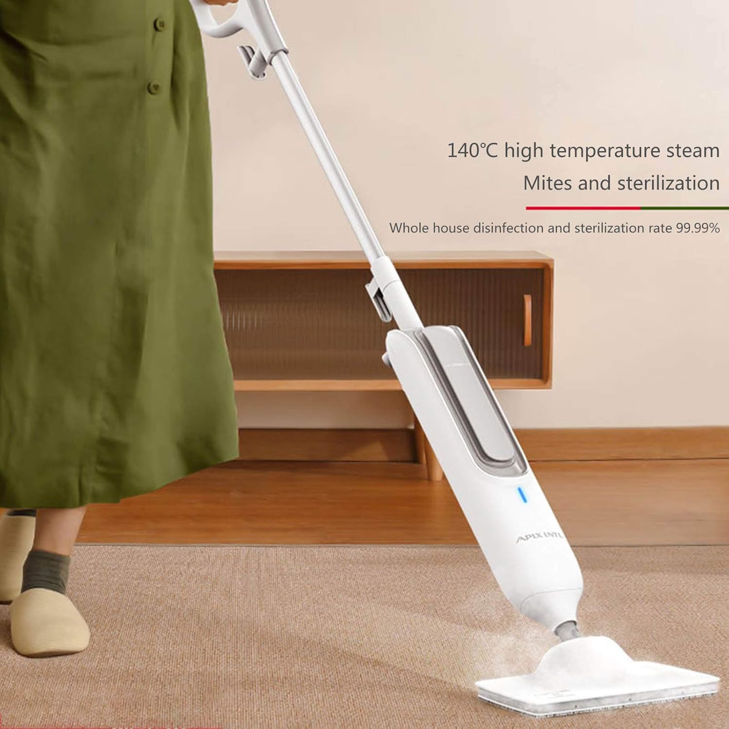 Cordless Electric Mop Multifunctional Steam Mop Electric Mop Scrubbing Mop High Temperature Cleaner Including 2 Replaceable Microfiber Pads White