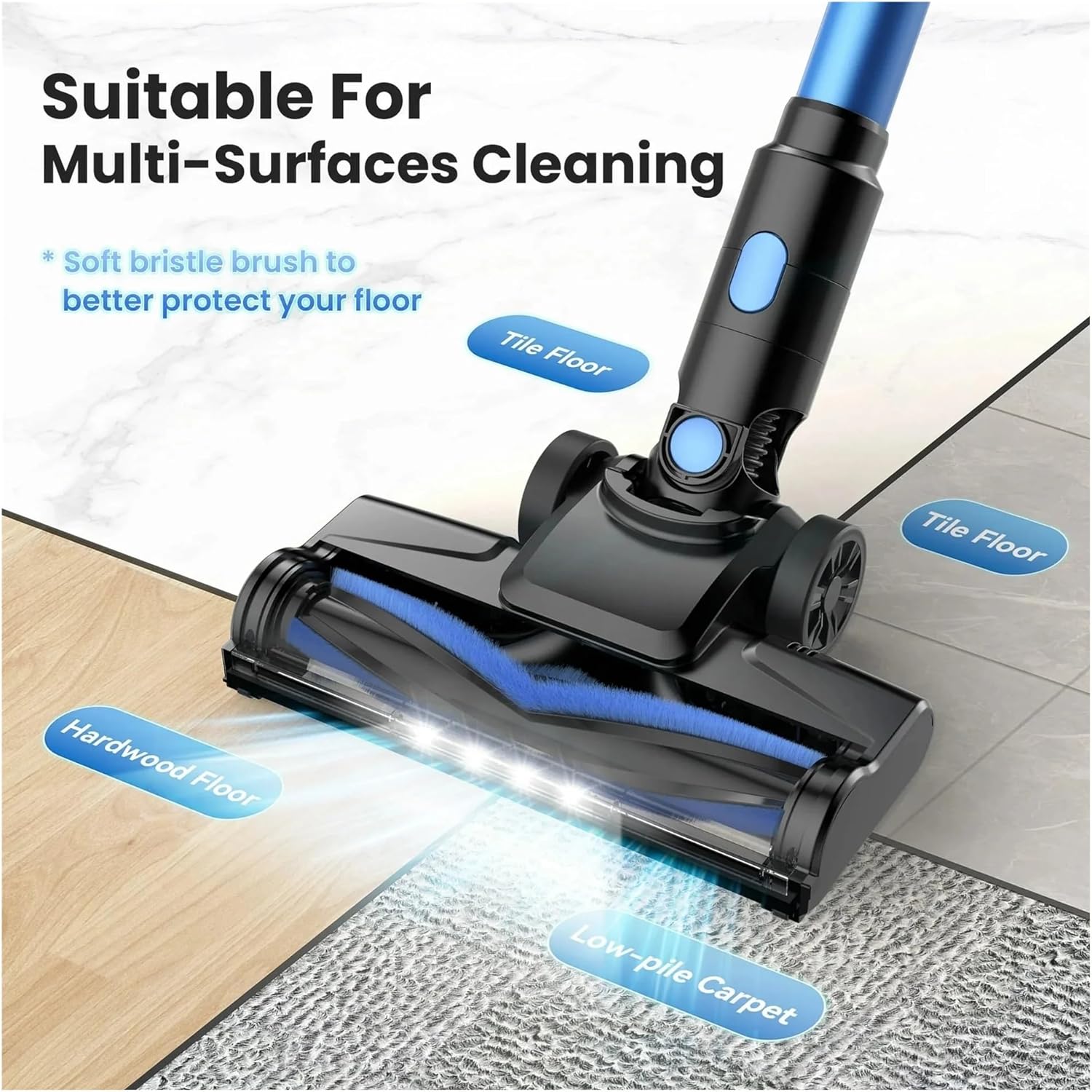 Compatible With INSE Cordless Vacuum Cleaner, 40 Mins Runtime, 2200mAh Battery, Lightweight Stick Vacuum, Powerful Suction For Hard Floor Carpet Pet Hair Home Cleaning(N8 Blue)