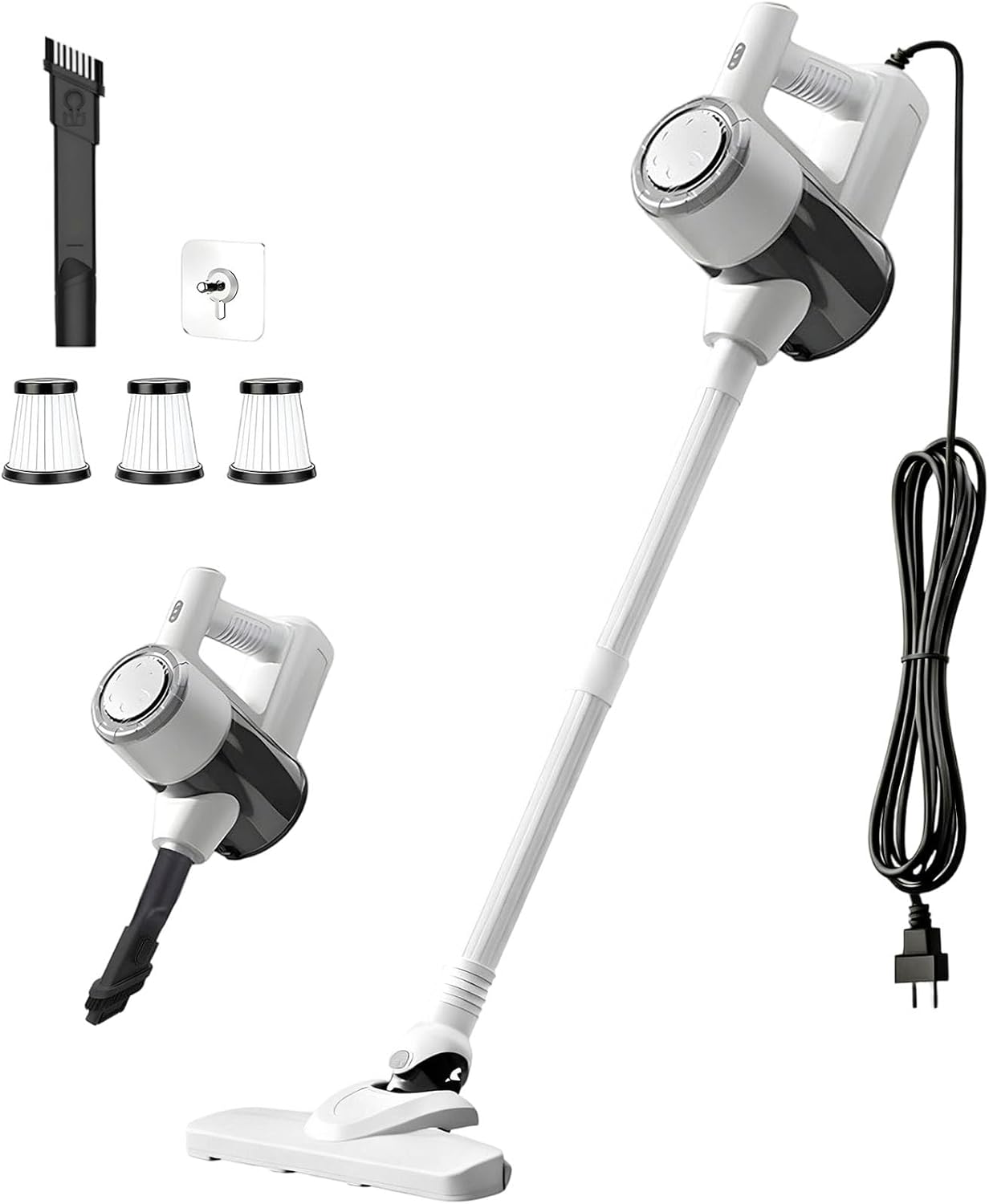 Lightweight Corded Stick Vacuum Cleaner | 33 ft Extra-Long Power Cable | 600W 17Kpa Suction | 1.5L Dust Cup | Washable HEPA Filter | for Hard Floors, Tiles, Convertible to Handheld