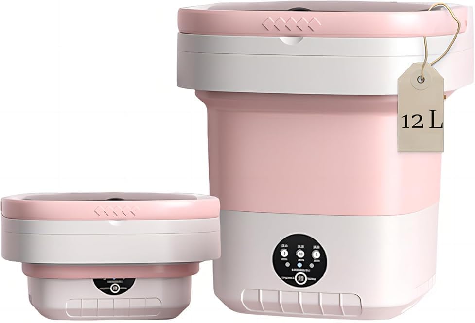 Upgraded 13L Portable Washing Machine, Washer and Dryer for Deep Cleaning of Underwear, Socks Suitable for Apartments, Dormitories, Hotels, RVs, Travel Laundry (Color:Pink)