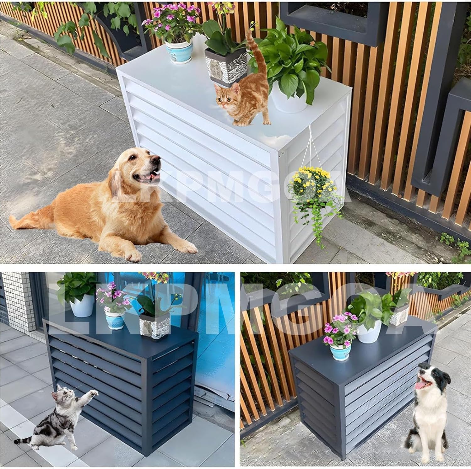 Aluminum Alloy Air Conditioner Fence, Support for Waterproof Plants, Privacy Fence, Theft Proof, Sturdy, Noise reducing(White,110cm)