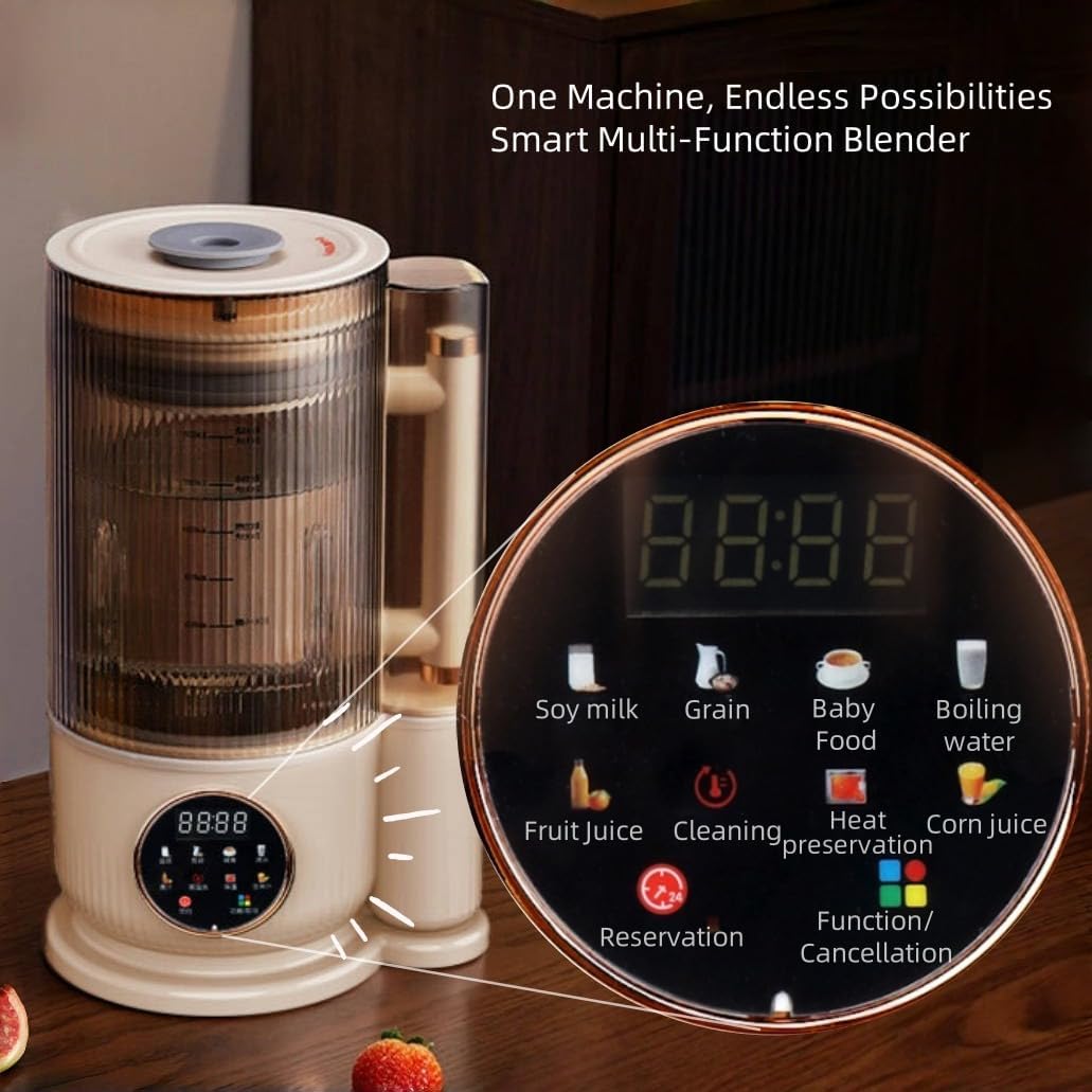 8-in-1 Automatic Soy Milk Maker, 50.72oz Nut milk maker blender for Almond/Oat/Soy Milk, Juice, Milkshake, Rice Paste, glass blender with LED Display, Auto Clean, 24H Delay Start & 12H Keep Warm