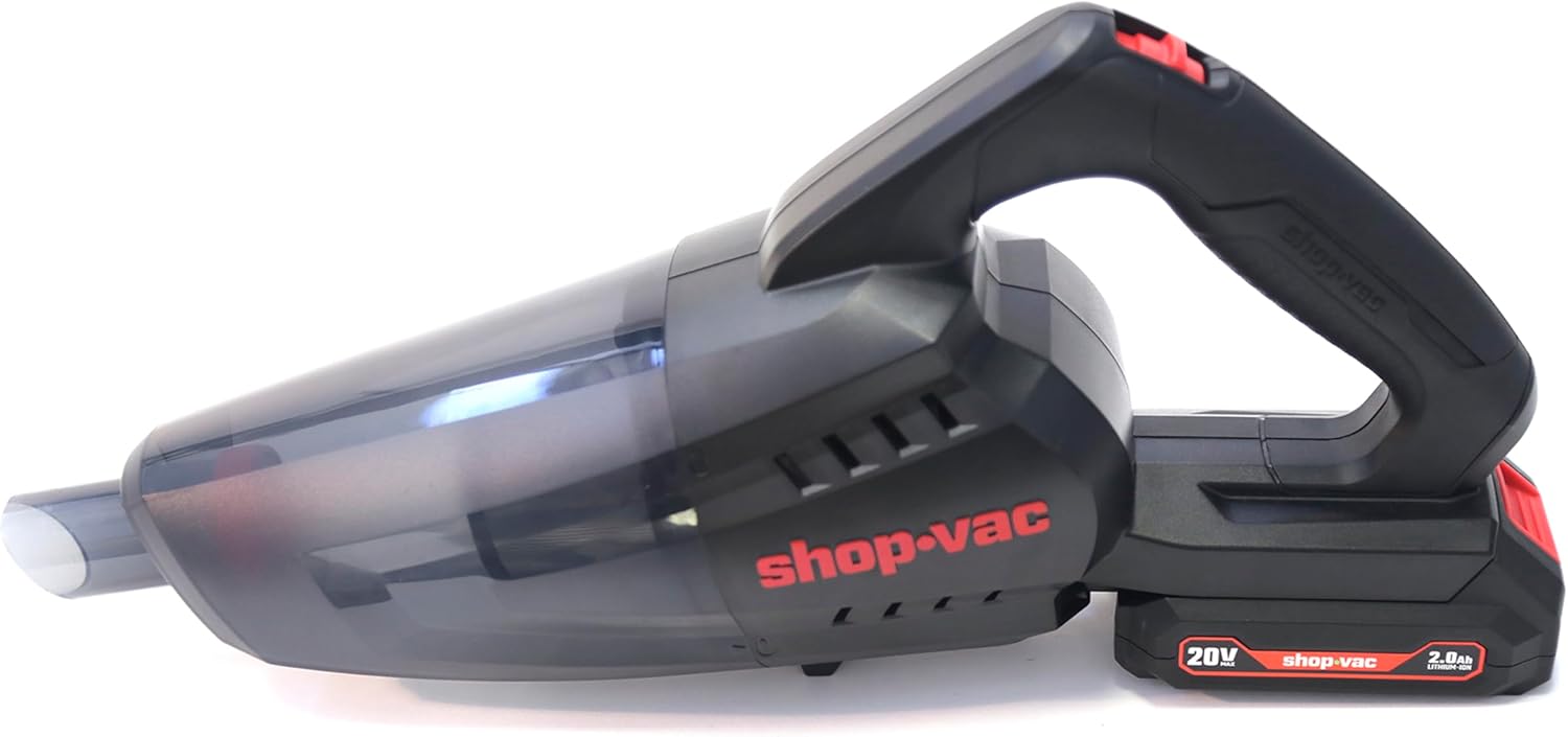 Shop-Vac 5430087 Handheld Vacuum, Cordless Rechargeable Lithium 20V, Lightweight Design, Ideal for Quick Cleanups in Home, Garage, and Vehicle