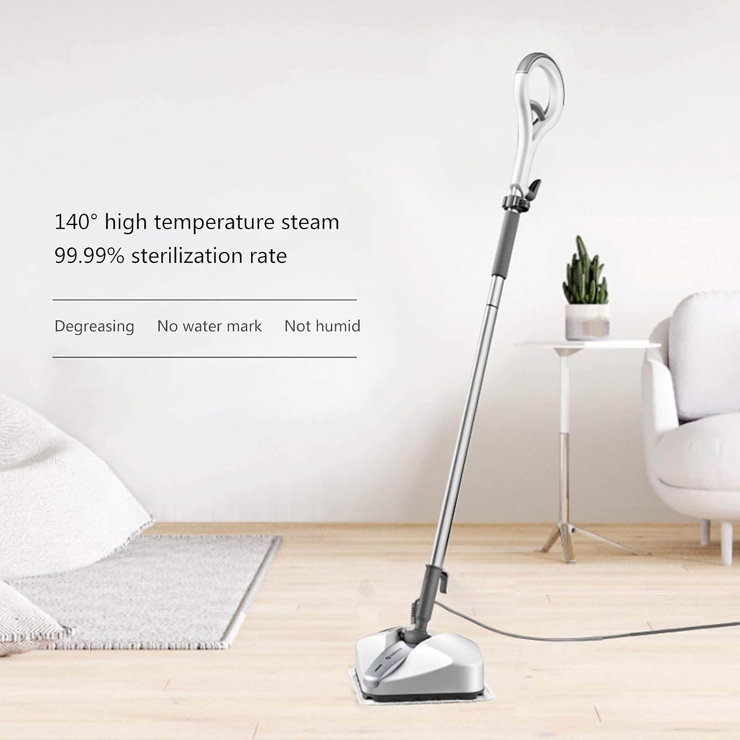 Electric Steam Mop High Temperature Cleaner Washer and Polisher Carpet Floor 1200W Electric Mop Hard Floor Steam Cleaner for All Floors White (White)