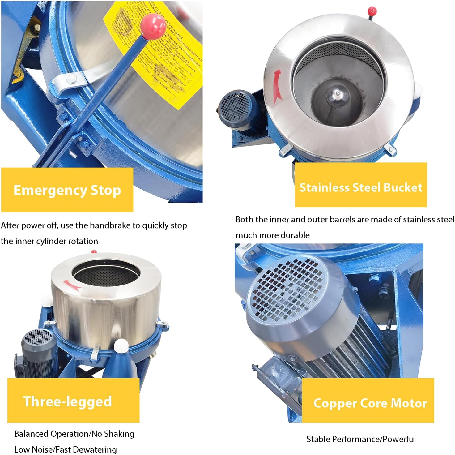 Industrial Centrifugal Dehydrator Dryer 99.2LB Hydro Extractor Stainless Steel Laundry Spin Dryer Dewatering Machine for Food Cloths Biomass Oil Extraction Solid-Liquid Separation 2200W 220V