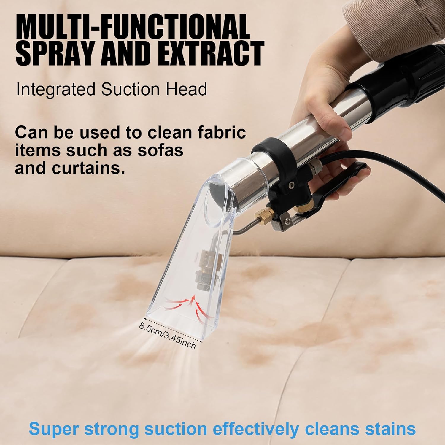 Commercial Carpet Cleaner Machine, 60L/15.85Gal Stainless Steel Spraying&Suction Upholstery Cleaning Machine with 6 Suction Heads for Area Rugs Couch Curtain Car Detailing Deep Cleaning(No Steam)