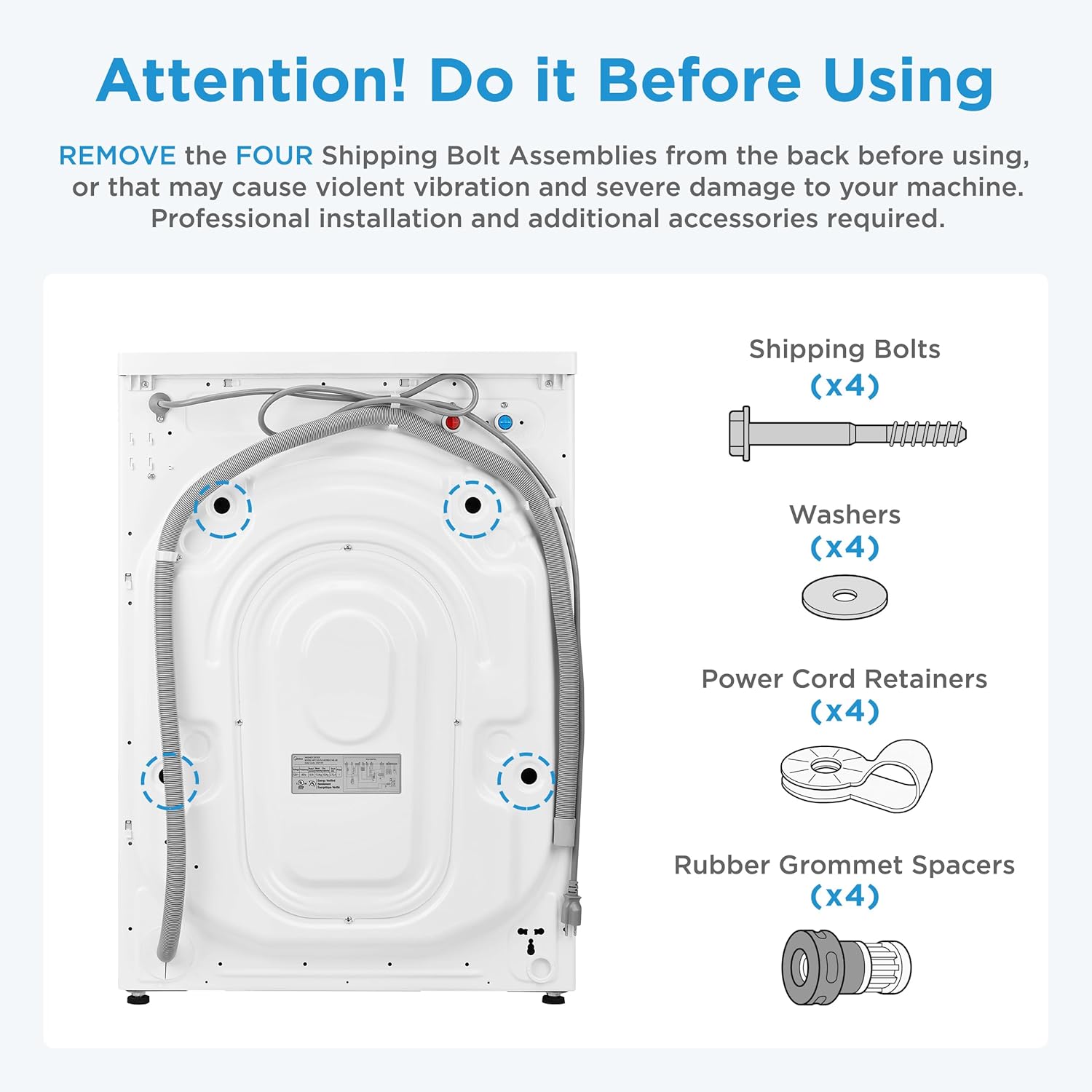 Midea 24 Inch Washer and Dryer Combo, All in One Washer and Dryer 2.7 cu.ft 26lbs, Ventless Washing Machine, Steam Care, Overnight Dry, 1400 RPM, 16 Cycles Front Load Washer, Full-Automatic, White