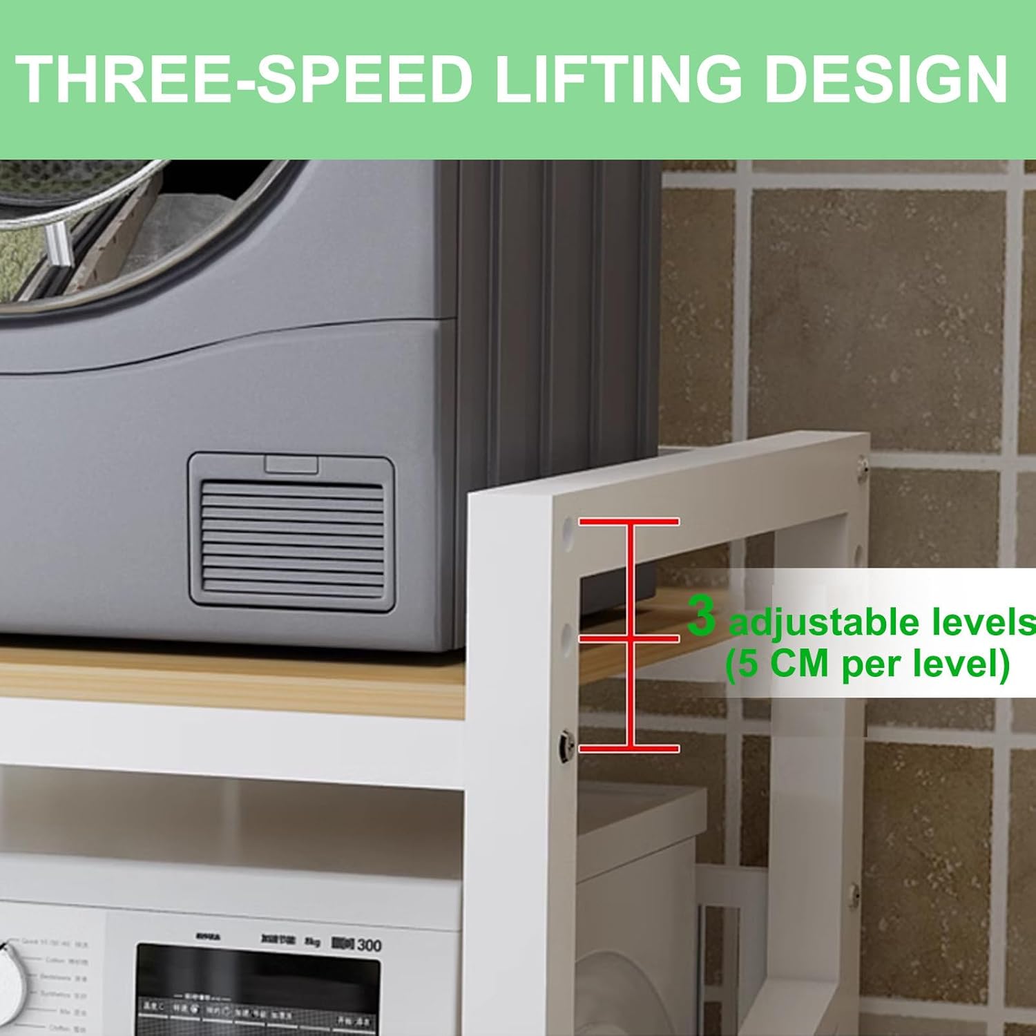 Home Appliances Storage Rack,Washer Storage Rack,40Mm Thickened Square Tube,Waterproof Thickened Wood Board, for Laundry Room,White