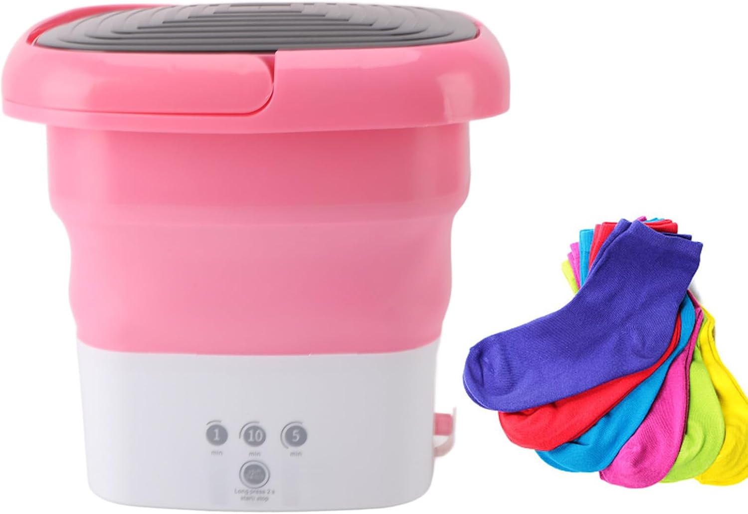 Yoidesu Portable Washing Machine, 9L Upgraded Large Capacity Foldable Mini Washing Machine, Small Washer for Baby Clothes, Underwear, Small Items, Apartment, Dorm,RV Travel laundry (US, Pink