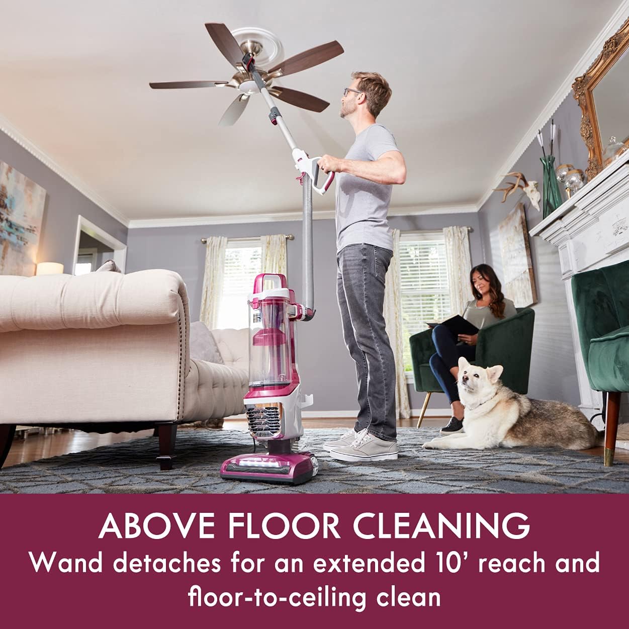 Kenmore DU5092 Bagless Upright Vacuum Lift-Up Carpet Vacuum Cleaner 2-Motor Power Suction with Hair Eliminator Brushroll, Pet Handi-Mate, 2L, Wine W/Lift-up Design