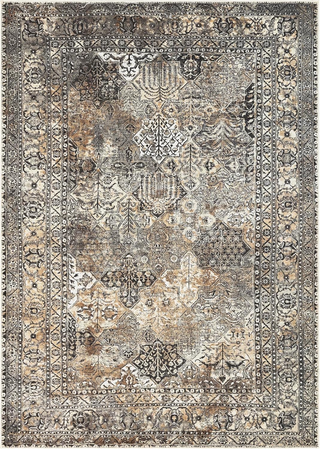 Keen Home Design 3x5 Rug - Machine Washable Entry Rug with Non-Slip Backing, Ideal for Enteryway, Kitchen, Bathroom, Laundry Room - Vintage, Easy Clean, Durable, Low Pile Rug - (3' x 5')