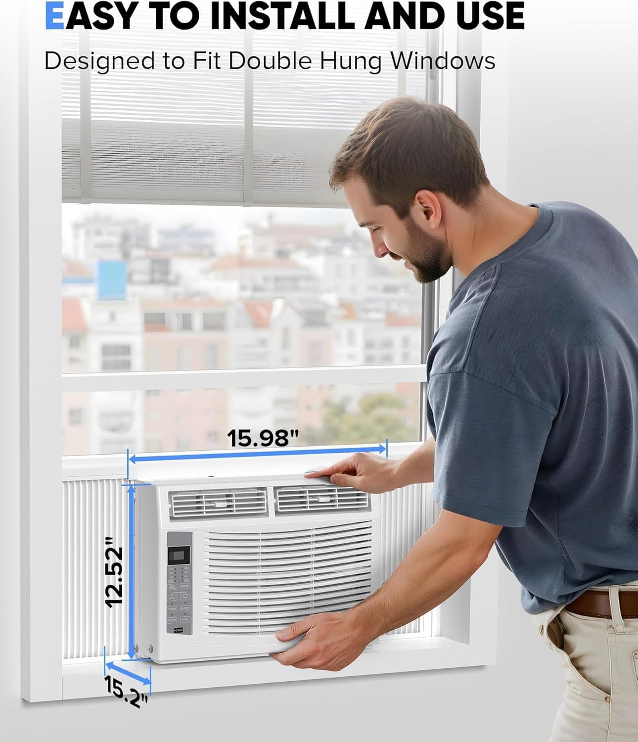 6000 BTU Window Air Conditioner with WiFi, Energy Saving Window AC Unit with Remote & App Control & Timer Function & Easy Install Kit, for Rooms up to 250 Sq.Ft