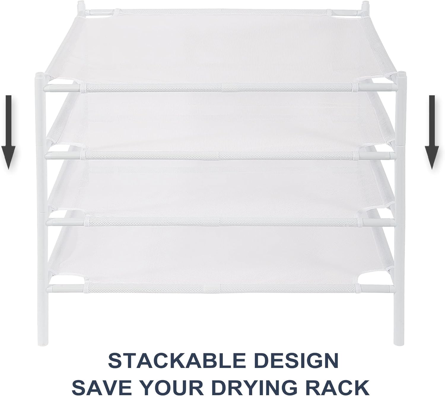 STO STO Sweater Drying Rack, 4-Pack Stackable Mesh Clothes Drying Rack, Laundry Drying Rack for Sweaters, Socks, Toys, White