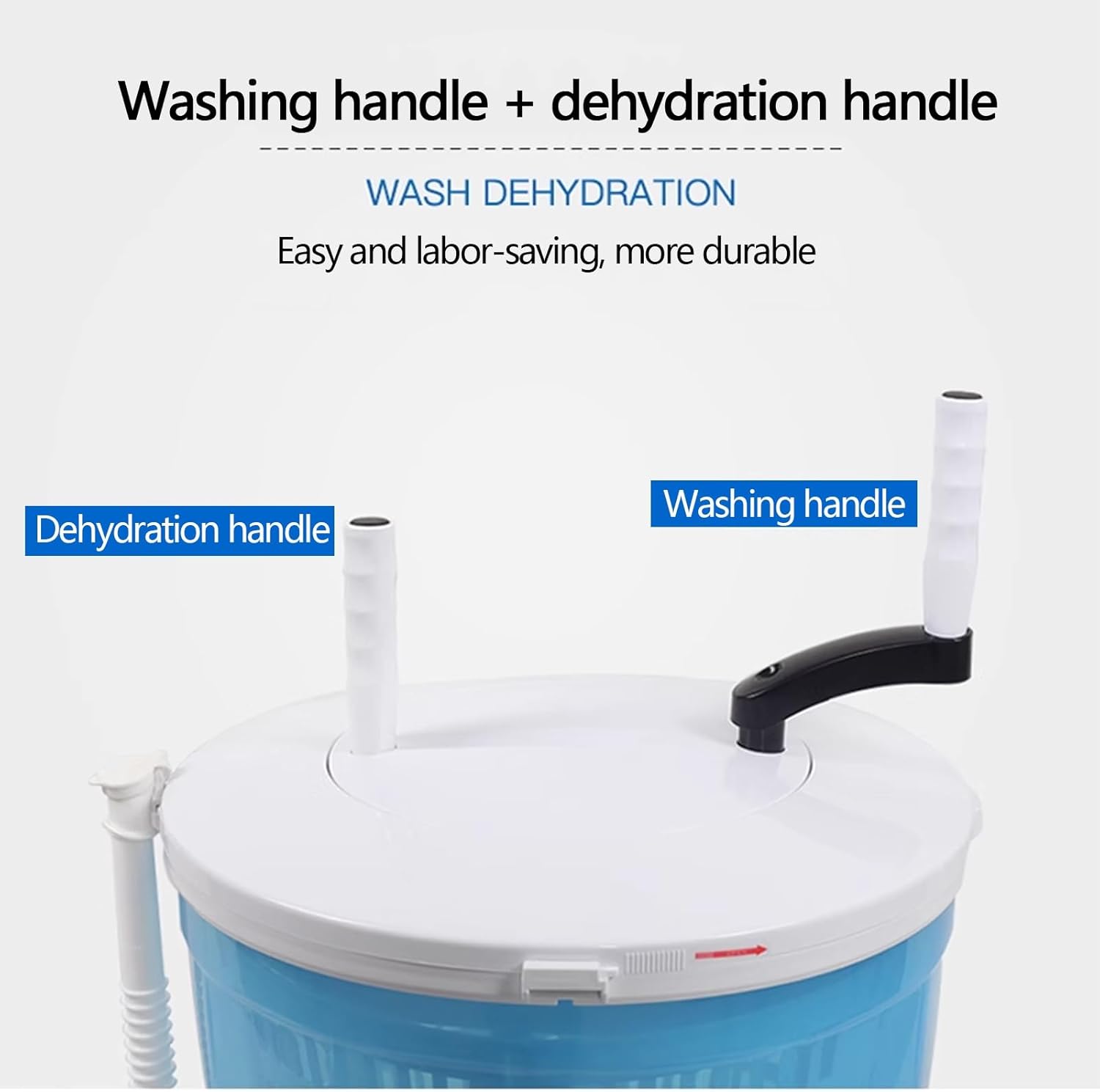 Generic Portable Manual Washing Machine for Travel Portable Hand-cranked Manual Clothes Washing Machine and Spin Dryer with Rotating Rocker Arm for Camping, Apartments