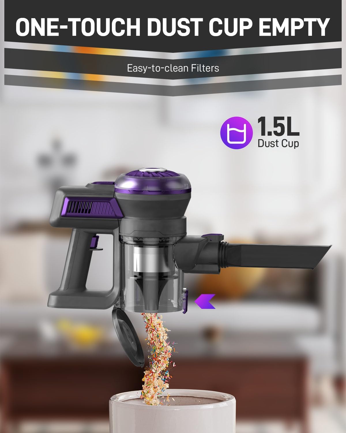 Cordless Vacuum Cleaner, Lightweight 2-in-1 Stick & Handheld Vacuum for Apartment, Pet Hair & Car Cleaning