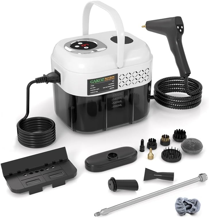 Handheld steam cleaner, equipped with a large-capacity water tank and a variety of accessories, is suitable for various cleaning scenarios. Whether it's kitchen grease or toilet dirt (white3)