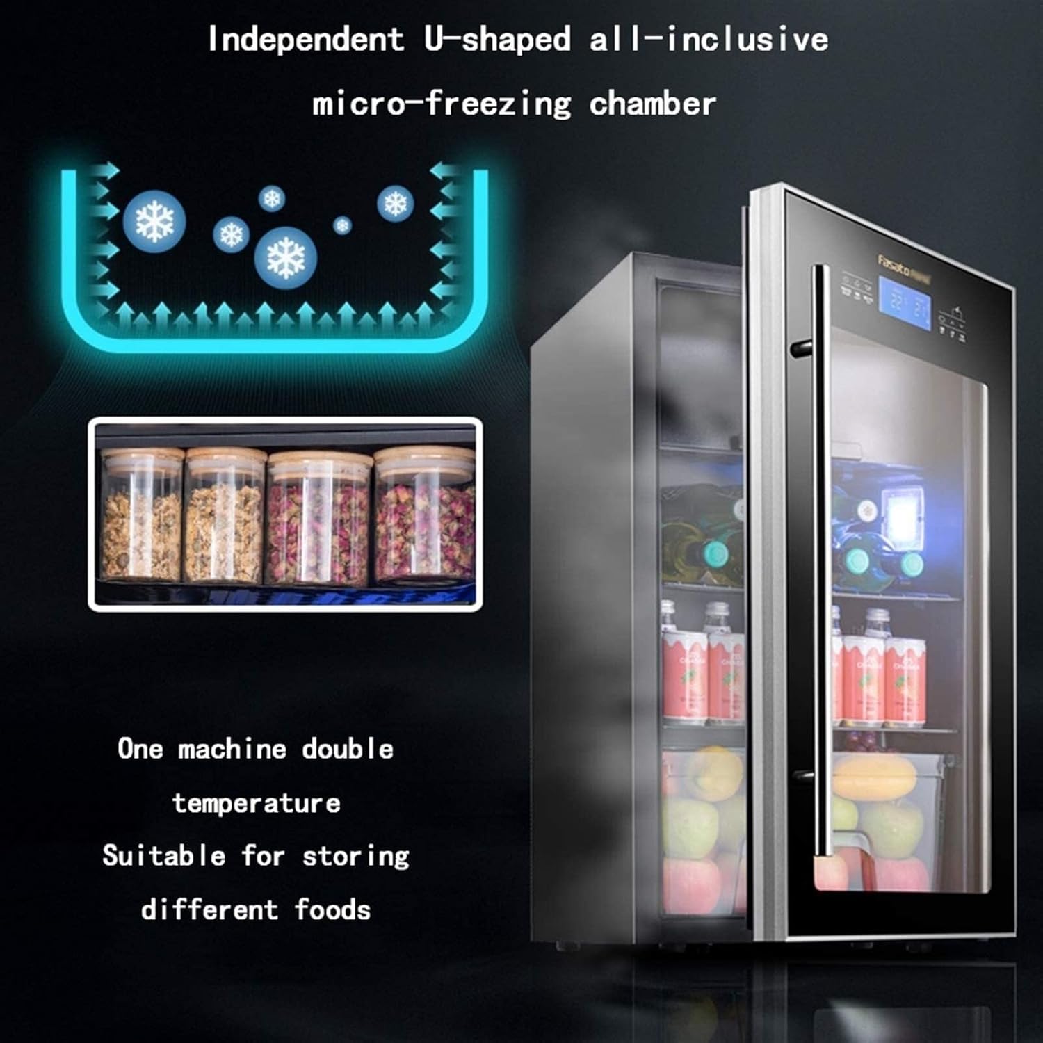 90L Wine Cooler, Adjustable Temperature Party Refrigerator, Silent & Beverage & Food Fresh-Keeping Cabinet, Black, 68cm(68 * 44 * 45cm)