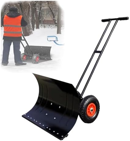 Cordless Snow Shovel, Double Pole Push Snow Shovel, Five-Speed Height Adjustment, Thick Push Plate, Non-Slip Tires, Handheld, Lightweight, Suitable for Garden, Road Snow Removal