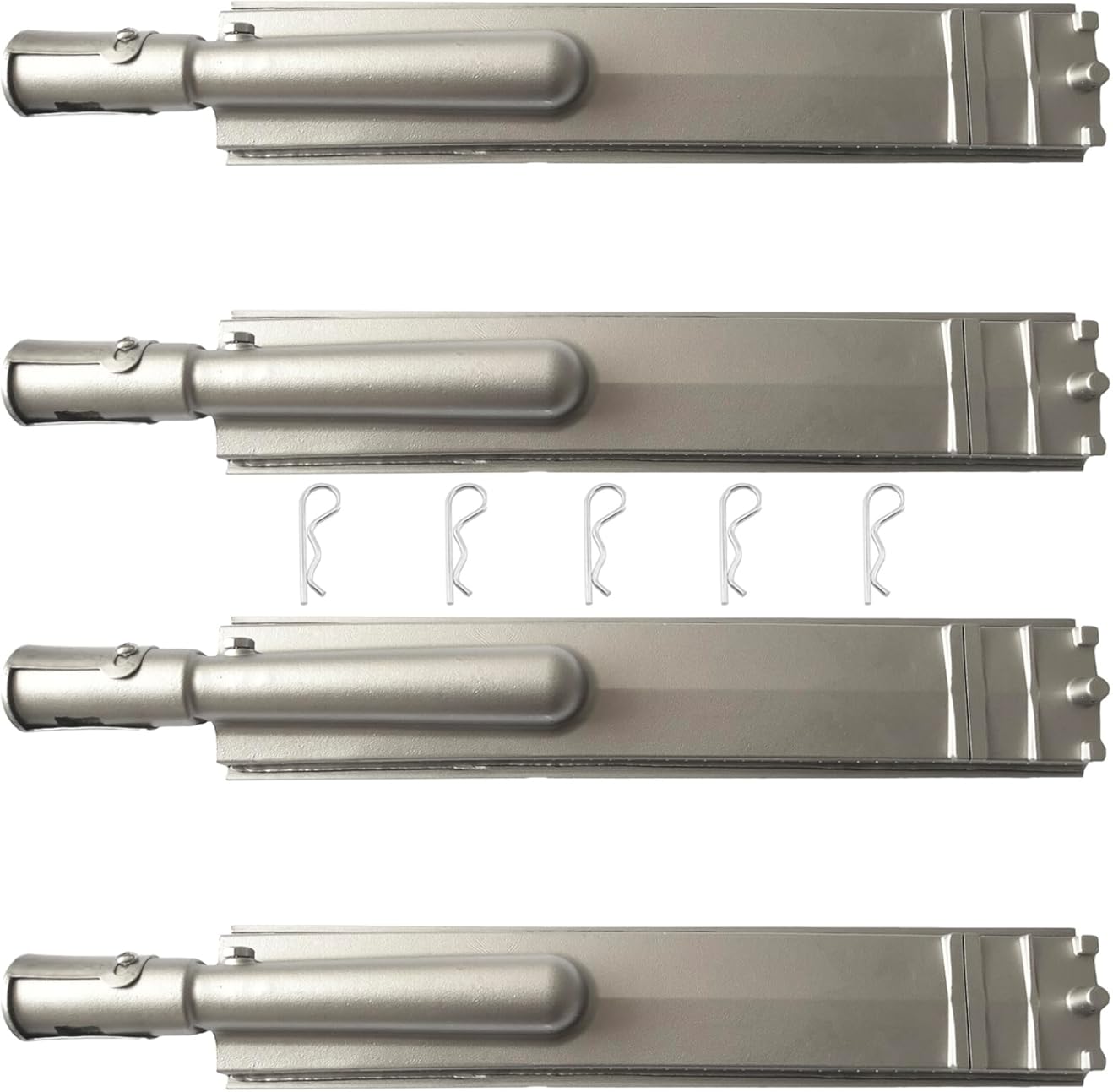 4 Pack Upgraded 15 13/16 Inch Cast Stainless Steel Burner Gas Grill Replacement Parts for Jennair 720-0061, 720-0062, 720-0063, 720-0100, Nexgrill 720-0671, 720-0165, Charbroil Cal Flame Beefeater