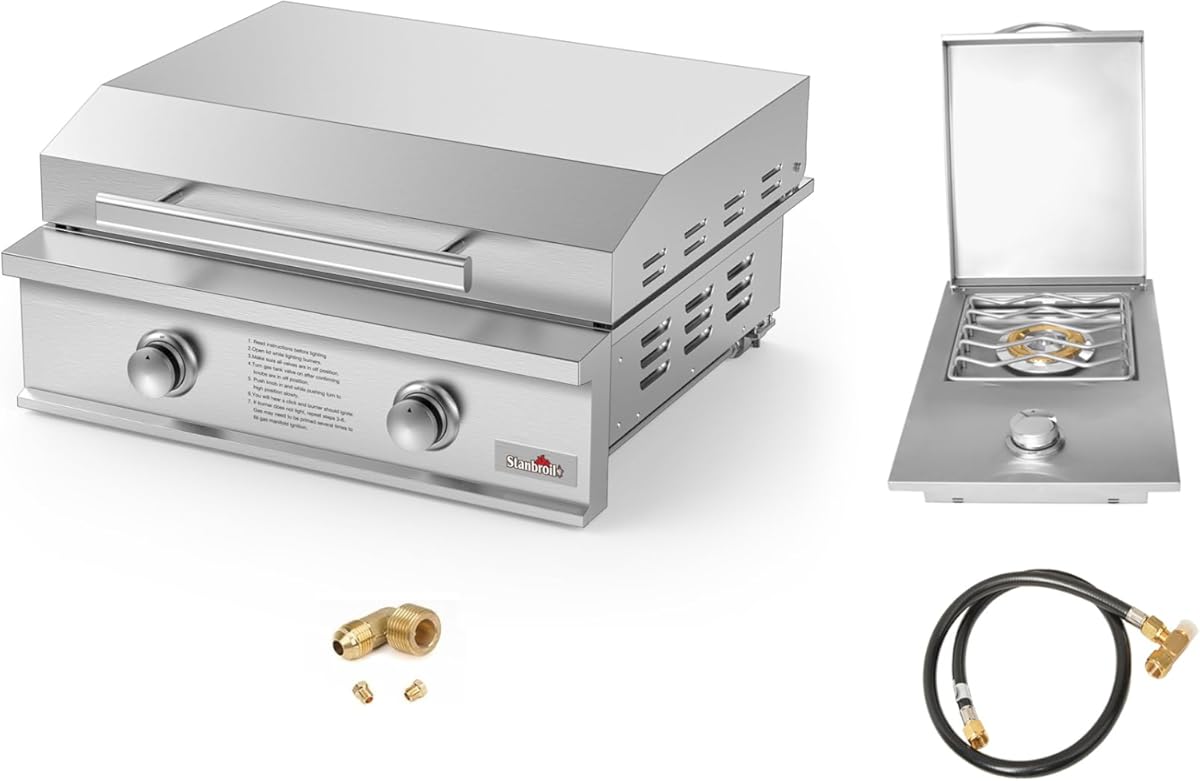 Stanbroil Premium Built-In BBQ Grill and Side Burner Bundle, Natural Gas